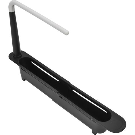 1 Support De Rangement Télescopique, Organisateur Réglable 32-45cm, Évier Cuisine, Matériau PP Noir (1/4)
