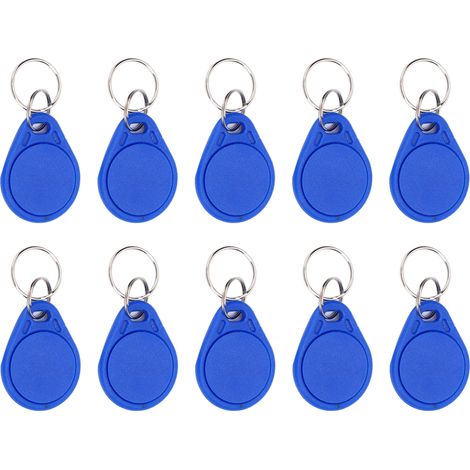 Lot de 10 Porte-clés RFID UID 13.56MHz Réinscriptibles ABS Bleu pour Contrôle d'Accès Parking Badge NFC Vide (1/5)
