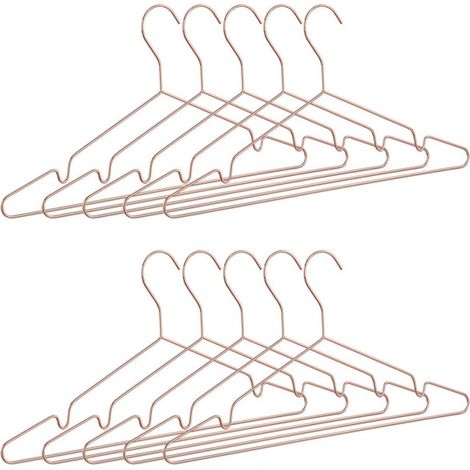 Cintres à vêtements en rose doré, lot de 10, pour costume pantalons chemise, encoches, en métal, cuivre (1/4)
