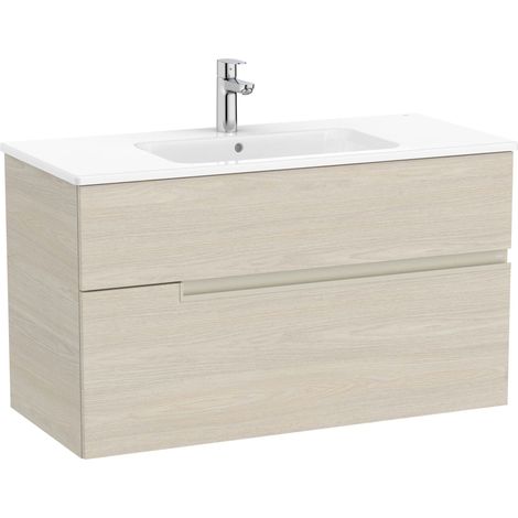Pack mueble base de dos cajones + lavabo Unik VICTORIA-N - ROCA Color: Fresno claro (1/2)