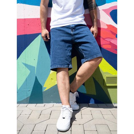 Pantalones cortos vaqueros azul oscuro para hombre Jigga Wear Small Outline Crown, talla M (1/5)