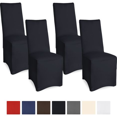 Beautissu – Housses de chaises de banquet stretch – Set de 4 – 45x90cm – Protection contre saleté – Lavable jusqu'à 40°C – Tissu extensible noir