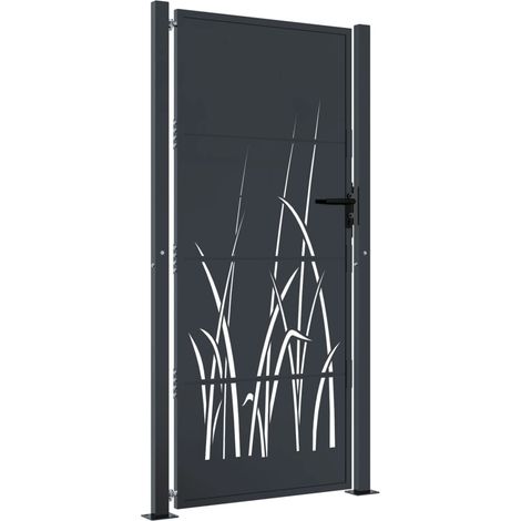 Puerta de jardín antracita 105x205 cm acero diseño hierba vidaXL (1/6)