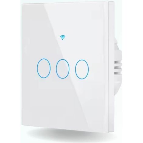 Interrupteur tactile connecté WIFI + RF 433 - 3 boutons - sans fil neutre