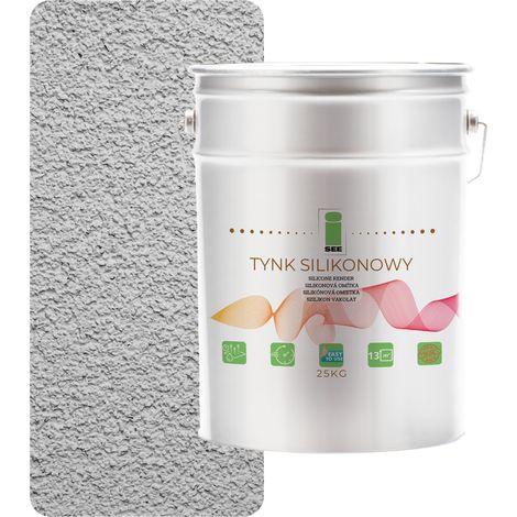 INTONACO SILICONICO PER FACCIATE ESTERNE, GRIGIO ARGENTO, 1,5 MM PREMIUM, 25 KG (1/5)