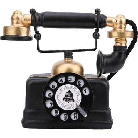 1 Ornement téléphone, résine, style rotatif vintage, décoration bureau maison, taille 18,5 x 16 cm (1/5)