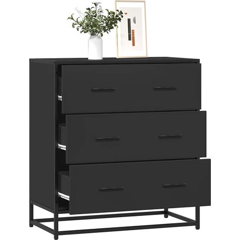 Sideboard Schwarz 68x35x76 cm Holzwerkstoff und Metall
