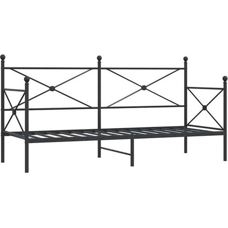 Canapé-lit noir sans matelas, 75x190 cm, acier. (1/5)