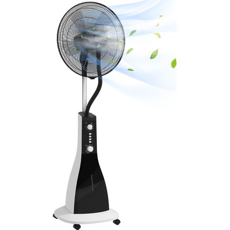 2-in-1 Ventilator mit Befeuchter, 3 Geschwindigkeiten, Timerfunktion, 3 L Tank, 44,5 x 38,5 x 120cm, Schwarz