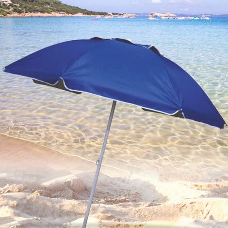 TRADE SHOP - Ombrellone Mare Spiaggia Giardino Palo Alluminio E Tessuto Grande 240cm Blu - (1/5)