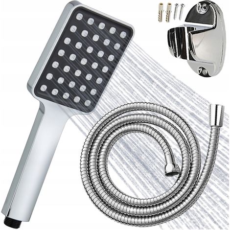 Conjunto de ducha: teleducha + manguera + soporte para ducha, cromado (1/5)