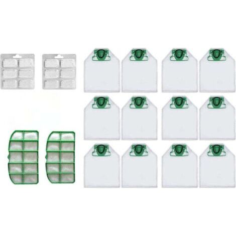 Kit Sac Aspirateur pour Vorwerk Kobold VK200 VK220 avec Filtre Remplacement - 12 Sacs + 2 Filtres HEPA + 12 Parfums (1/4)