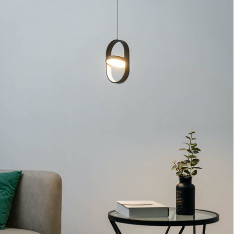 Schwarze ovale Design-LED-Hängeleuchte - Elanzo