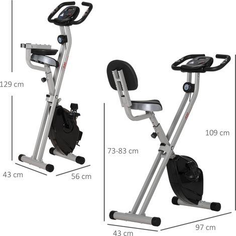 Vélo d'appartement pliable 8 niveaux de résistance magnétique, selle réglable, noir HAVRYA (1/4)