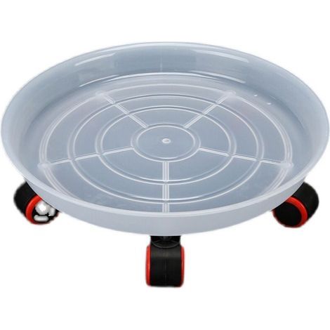 Weißes Tablett für Blumentöpfe, Innendurchmesser 18 cm, fahrbarer Unterbau für Blumentöpfe mit Rollen, Blumentopfständer. (1/5)
