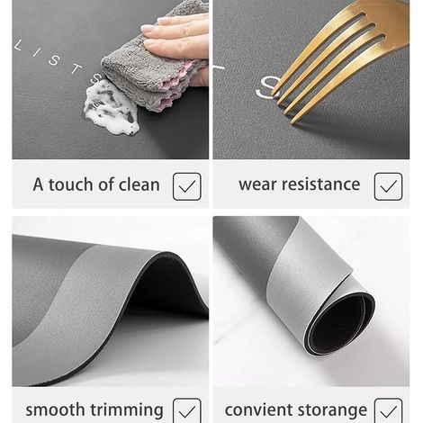 Große, graue, gepolsterte Anti-Ermüdungsmatte für Küche, Büro und Badezimmer, ergonomisches Design für optimalen Komfort. (1/5)