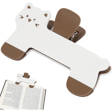 Clip pour livres en forme de chat, pince-page en plastique ABS pour journaux, livres et documents, accessoire de lecture portable pour maintenir les pages ouvertes sans masquer le texte, joli marque (1/5)