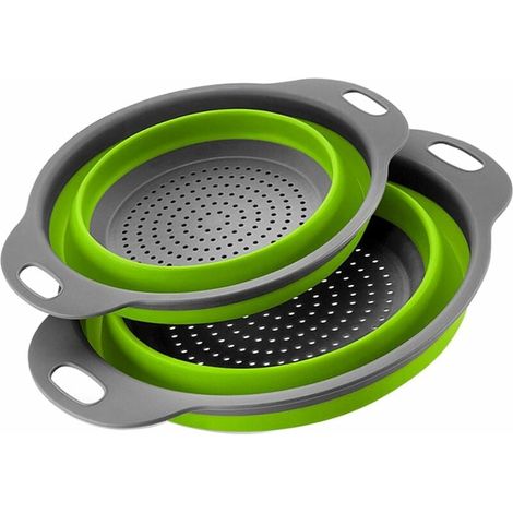 Zusammenklappbares Sieb, 2 Stück, zusammenklappbare Siebteile, Silikon, zusammenklappbares Sieb, Küchensieb, Tidy Pasta Passa (grün) (1/5)