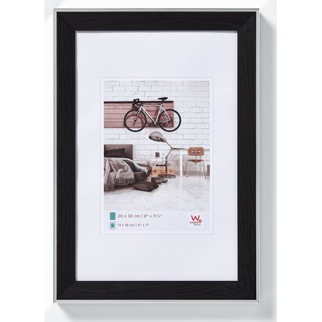 Cadre Photo Noir 50 x 70 cm avec Bord extérieur argenté, Cadre Design bohème EN070B (1/5)
