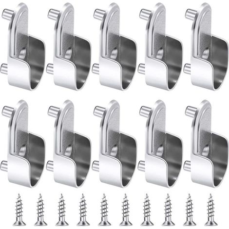 10 Pièces Support de Tringle à Penderie Forme de U Support Tringle Penderie Support de Tringle de Garde-Rob Tige à Bride en Alliage de Zinc pour Rideau ou Armoire Rideau de Douche (1/5)