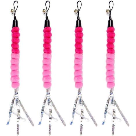 Lot de 4 jouets pour chats : boules de poils colorées, baguettes à ficelle, têtes de rechange incluses, jouets interactifs pour chats et chatons d'intérieur - Style 1 (1/5)