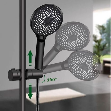- Support douche, Universel Support Pommeau de Douche Noir Pour Barre de Douche 18-25 mm en ABS Massif épaissir et Version Am (1/5)