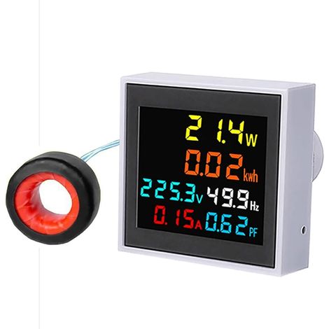 Mini Compteur Moniteur d'énergie numérique Couleur LCD ampèremètre Compteur AC50-300V 100A voltmètre Multifonctionnel ampèremètre (1/5)