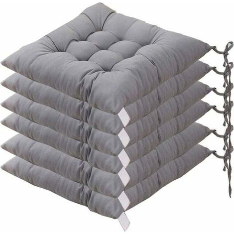Lot de 6 coussins de chaise carrée 40x40 cm – 100 % polyester – Confort matelassé – Pour intérieur et extérieur (1/3)