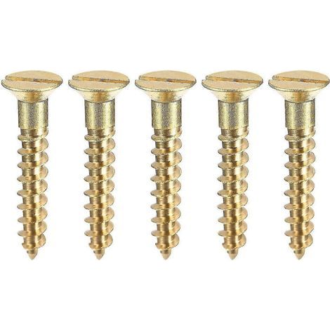 100pcs M4 x 25mm Flat Head Slotted Brass Wood Screws (1/5)