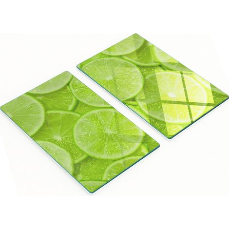 Set Küchenbretter aus gehärtetem Glas mit limettengrünen Grafiken, 2 x 30 x 52 cm (1/5)