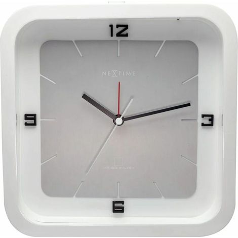 NeXtime 5221WI Sveglia quadrata, bianco, 20 x 20 cm (1/3)