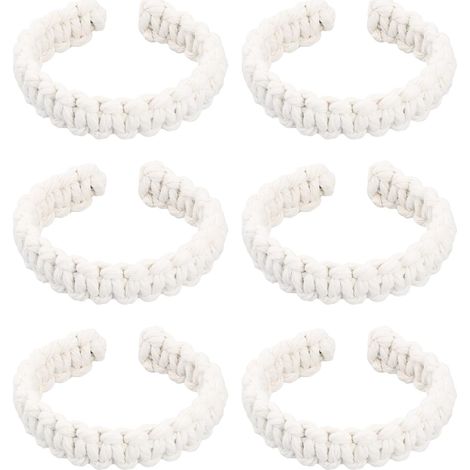 Lot de 6 Embrasses De Rideaux Tissés, Style Bohème, Tricotées à la Main, Embrasses Tricotées Main, Embrasses de Rideaux en Corde de Chanvre Rustique pour Maison Chambre Décoration (Blanc) (1/5)