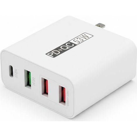 TRADE SHOP - Caricabatterie 53 W Ricarica Rapida Pd + Qc 3.0 Con 3 Porte Usb + 1 Porta Type-c Wlx-a6 - (1/5)