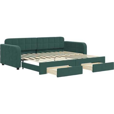Lit simple，Lit adulte，Lit de jour avec gigogne et tiroirs sans matelas 90x200 cm CFW63003 (1/5)