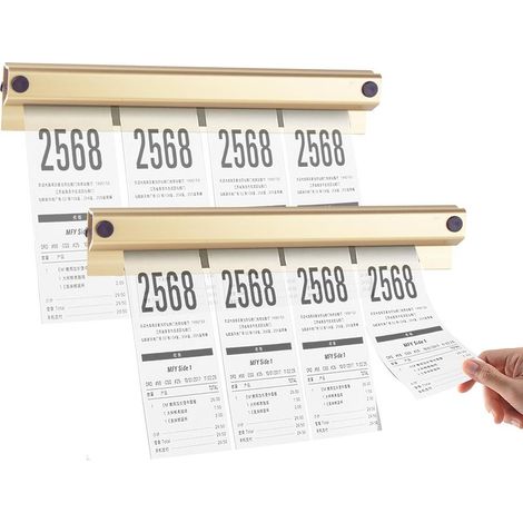 Bestellzettelhalter für Restaurants, 2-teiliger Etikettenhalter aus Aluminium (20 cm), ideal für Küche, Büro, Kasse, Fliesen, Glas und andere glatte Oberflächen, Gold (1/5)
