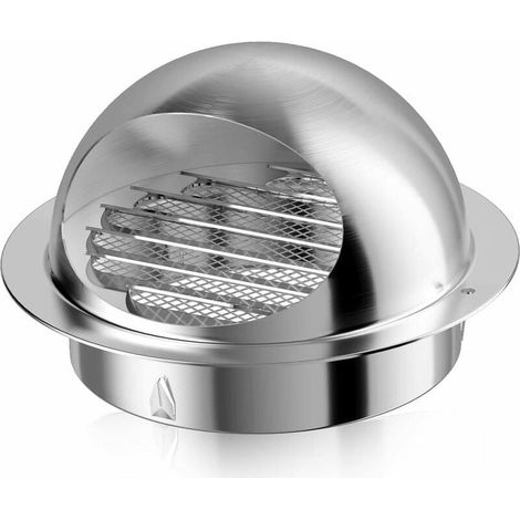 Grille d'Aération,150mm Ventilation Hotte Murale Ronde, Bouche de Sortie Ventilation Grille en Acier Inoxydable 304 Avec Moustiquaire- (1/4)