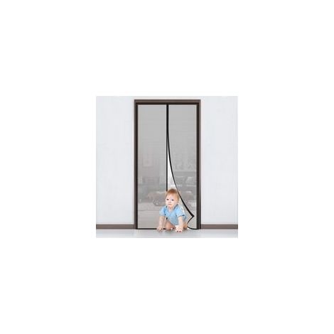Moustiquaire Porte Magnétique avec Ruban Adhésif, Filet Ultra Dense, Rideau Anti Mouche Moustiquaire Aimantée Porte Fenêtre, Fermeture Automatique, Installation Sans Perçage, 90x210cm, Noir (1/5)