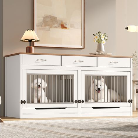 Recinto per cani da interno in MDF e metallo, 2 cani, 164 x 60 x 81 cm HAVRYA (1/5)