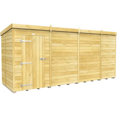 15 x 5 Feet Pent Shed - Single Door Without Windows - Wood - L147 x W454 x H201 cm
