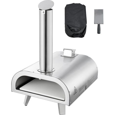 Mophorn Tragbarer 12-Zoll-Pizzaofen für den Außenbereich, Pellet-befeuert mit integriertem Thermometer, Edelstahlgehäuse, Pizzastein, Schaufel und Tragetasche – ideal für Garten und Camping