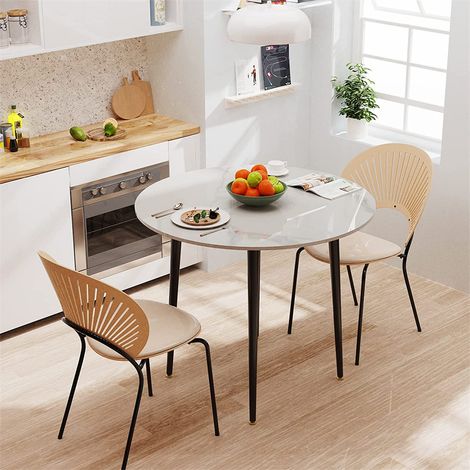 80cm Round Marble Dining Table Heavy Duty Lounge Restaurant Cafe Bistro Table, White