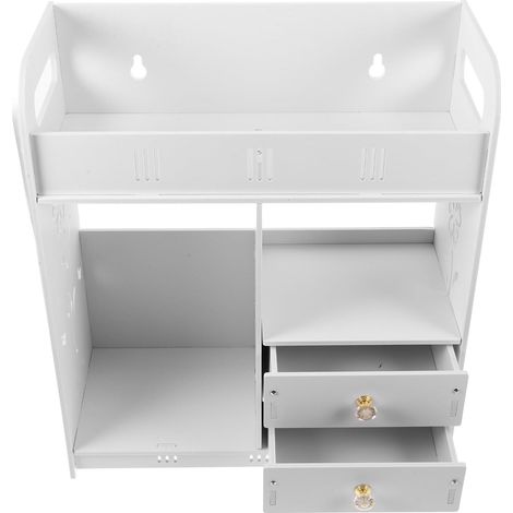 Étagère de rangement murale à plusieurs niveaux en plastique blanc pour salle bain, offrant un (1/5)
