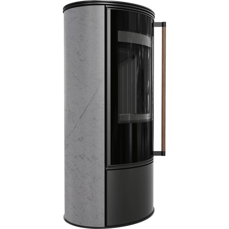KRATKI ERIK Ofen Ø150 5 5kW GREY SATIN Stahldeckel schwarz Griff Jatoba (1/5)