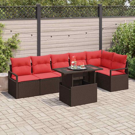 Set Divano da Giardino con cuscino 7 pcs Marrone Poly Rattan vidaXL (1/5)