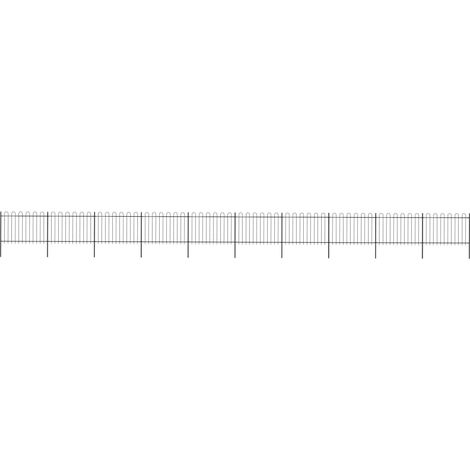 vidaXL Recinzione da Giardino con Parte Superiore ad Anello in Acciaio 1781,5x120 cm Nero