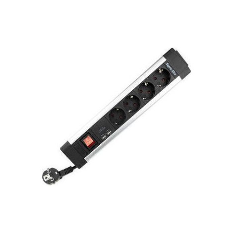 REV 0014438713 base múltiple 2,2 m 4 salidas AC Interior Negro, Plata
