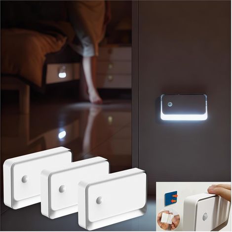 Luce notturna con sensore di movimento, set da 3, luce notturna ricaricabile tramite USB-C da 6000K, luminosità regolabile, ideale per scale e corridoi