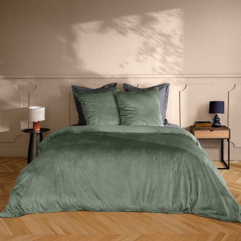 Parure de Lit 3 Pièces "Velina" 240x220cm Vert Cèdre (1/4)