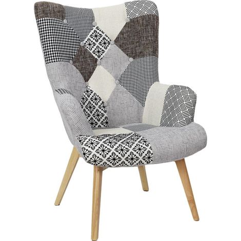 Fauteuil Patchwork Design "Helsinki" 100cm Gris (1/5)