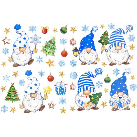 Dekorativer blauer Stern-Weihnachtsaufkleber, wiederverwendbarer PVC-Fensteraufkleber, geeignet für die Weihnachtsdekoration in Innenräumen. (1/5)